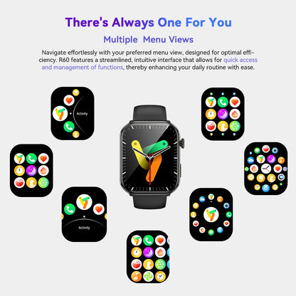Introducing the R60 Smartwatch: Experience Cutting-Edge Health and Fitness Tracking with a Stunning 1.96'' AMOLED Display and Bluetooth Connectivity!