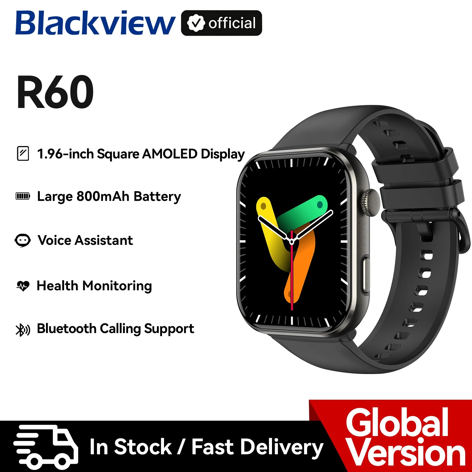 Introducing the R60 Smartwatch: Experience Cutting-Edge Health and Fitness Tracking with a Stunning 1.96'' AMOLED Display and Bluetooth Connectivity!
